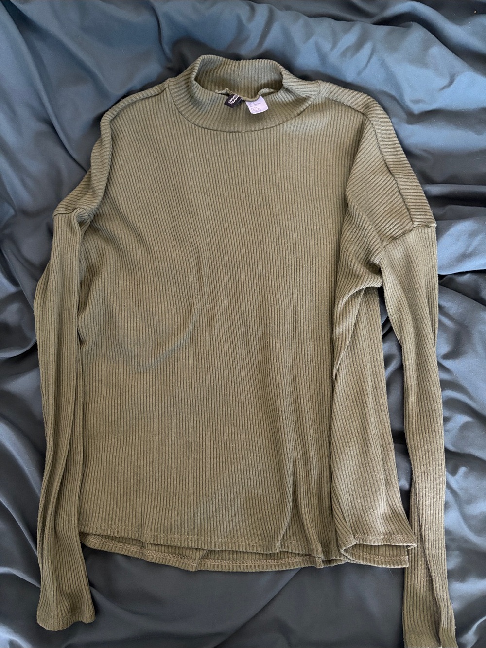H&M Olive Ribbed Crewneck Sweater